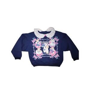 D13-Vintage Kids Made In USA Girls Size 6 Bear Sweatshirt